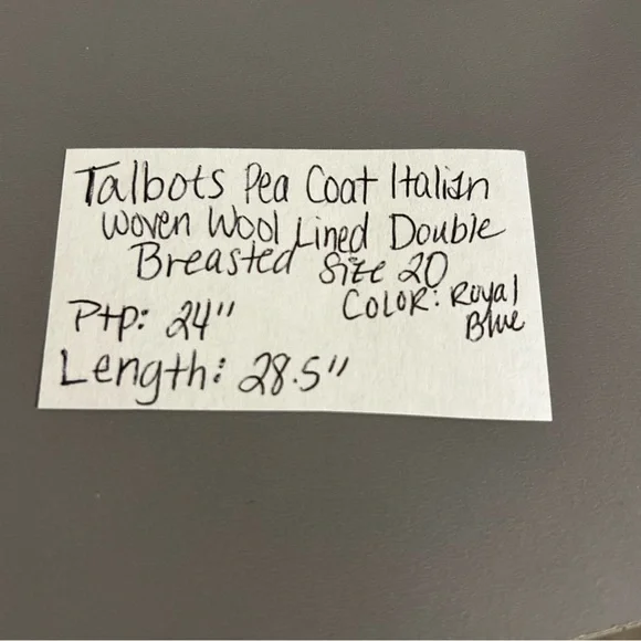 Talbots Pea Coat Italian Woven Wool Lined Double Breasted Size 20 Royal Blue - Picture 14 of 15